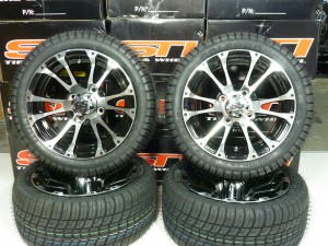 12x6 Typhoon Wheels and Low Profile Golf Cart Tires Combo!